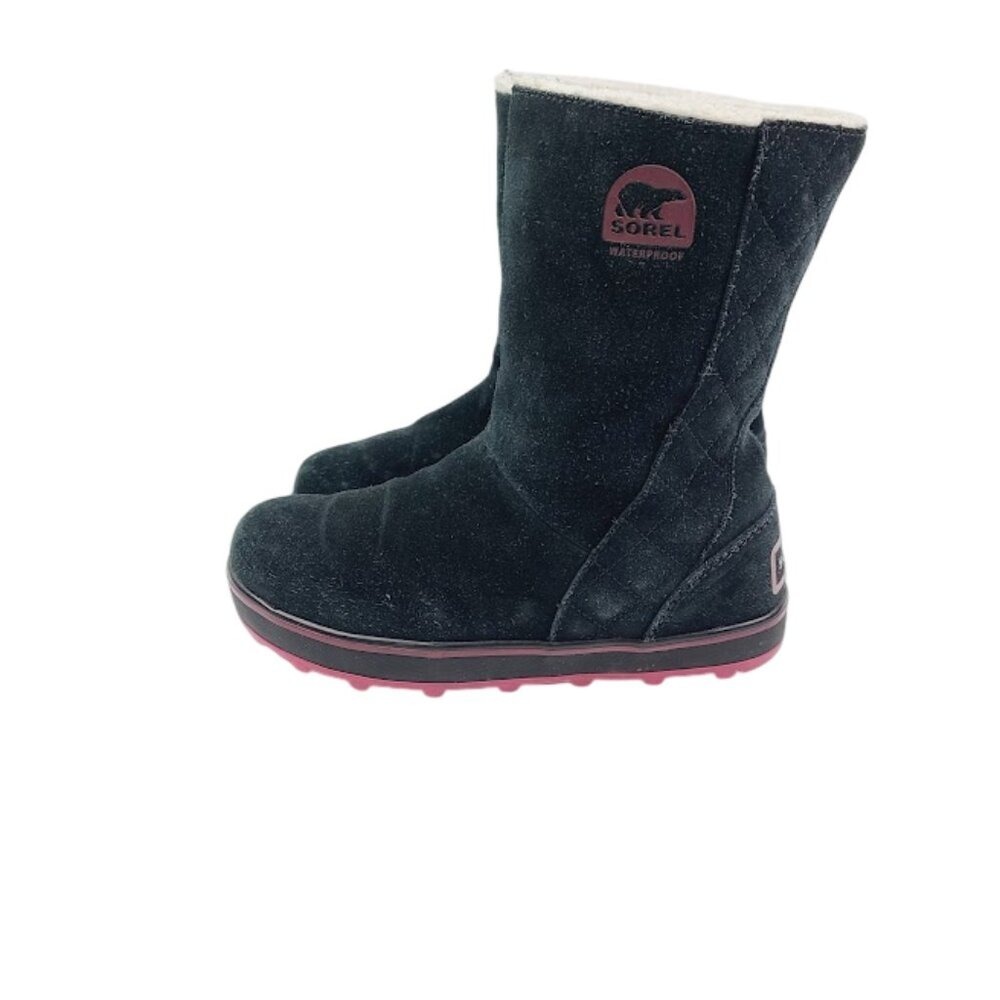 Sorel Women's Black Glacy NL19750-010 Sued Mid-Calf Winter Snow Boot Size 6